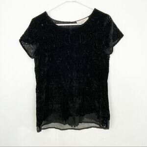 Ann Taylor Loft Velvet Top Size XS Lined Cutouts